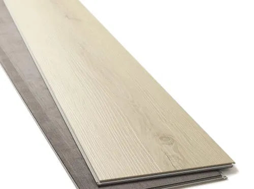 Scratch and impact resistant rigid core LVT flooring for high traffic with block herringbone laminate flooring