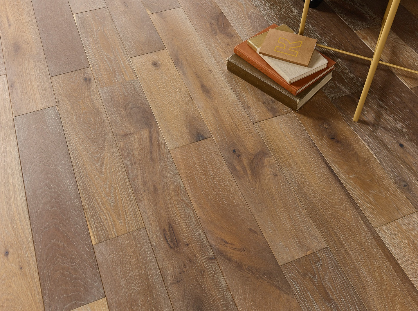 Smoked grey brushed and oiled oak engineered wood flooring with modern matte finish.