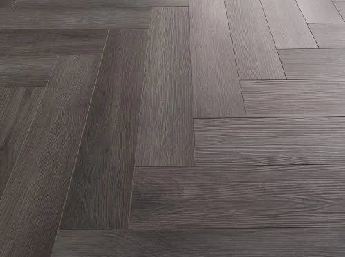 Waterproof SPC herringbone LVT flooring with 1mm EVA underlay for comfort and sound reduction