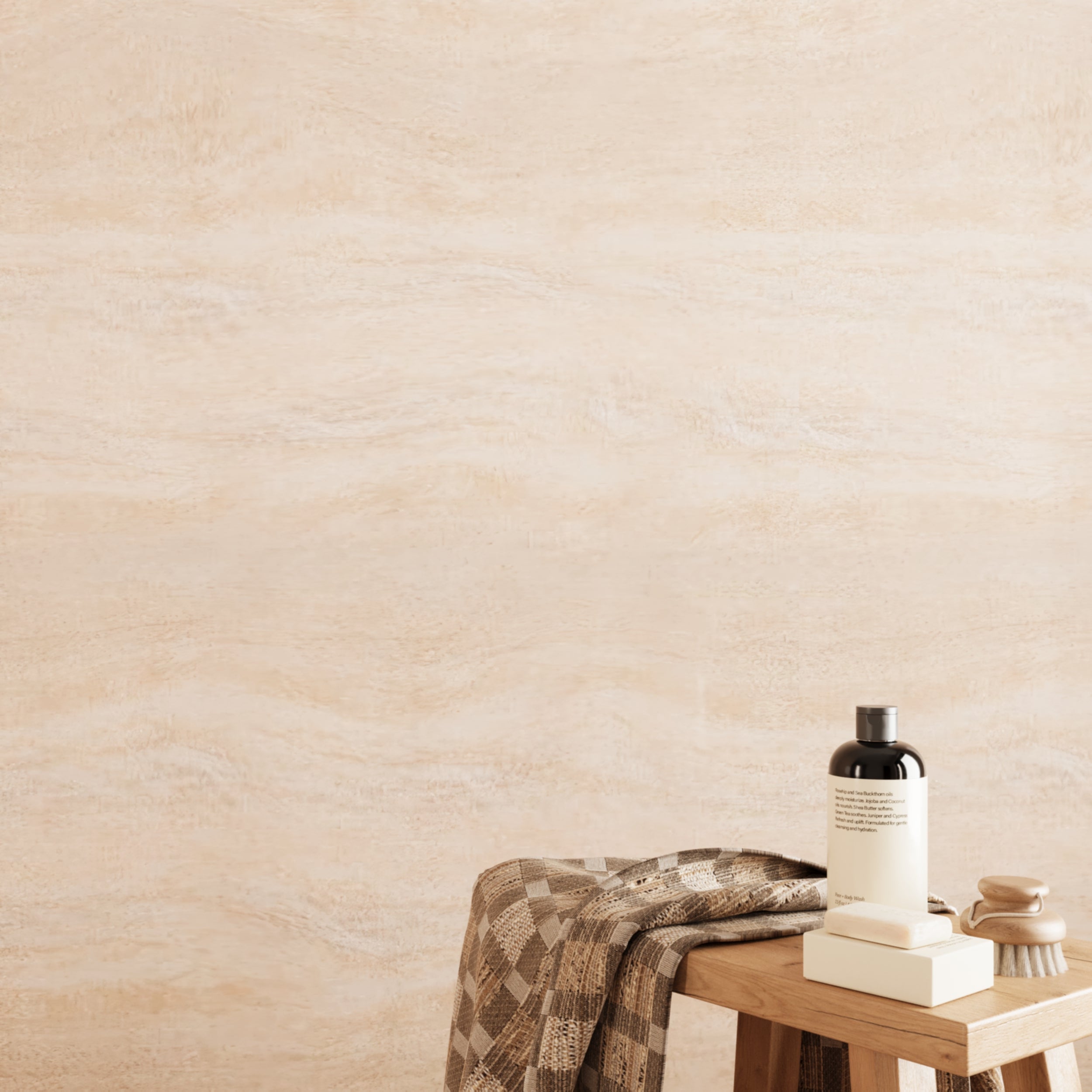 Waterproof travertine style Bathroom wall panels for seamless shower walls.