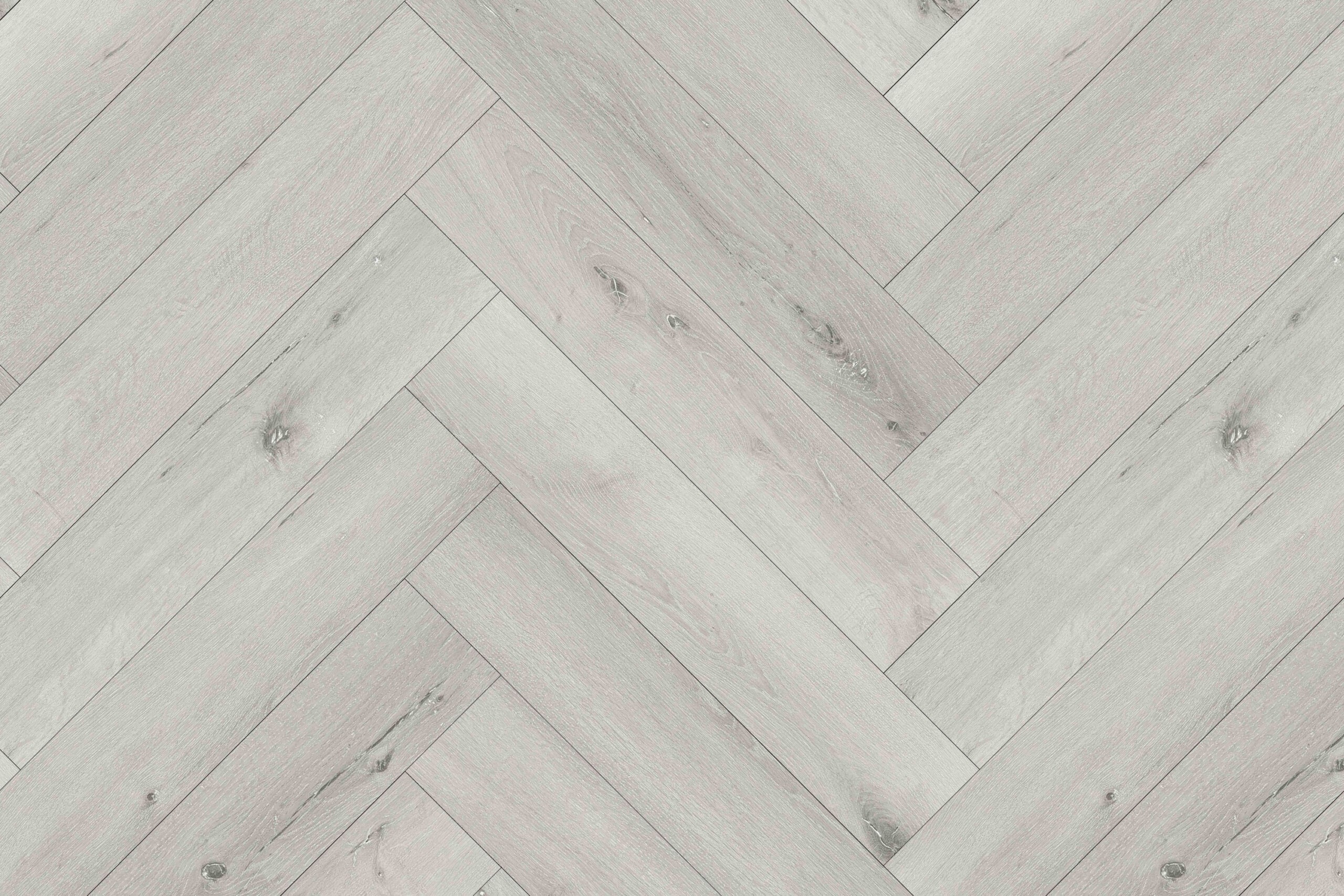 Waterproof white ash LVT SPC Flooring with elegant herringbone wood texture.