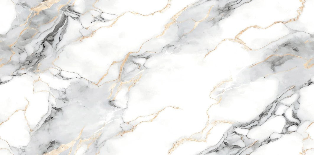 White marble porcelain wall and floor tiles in 600x1200mm with elegant carved finish.