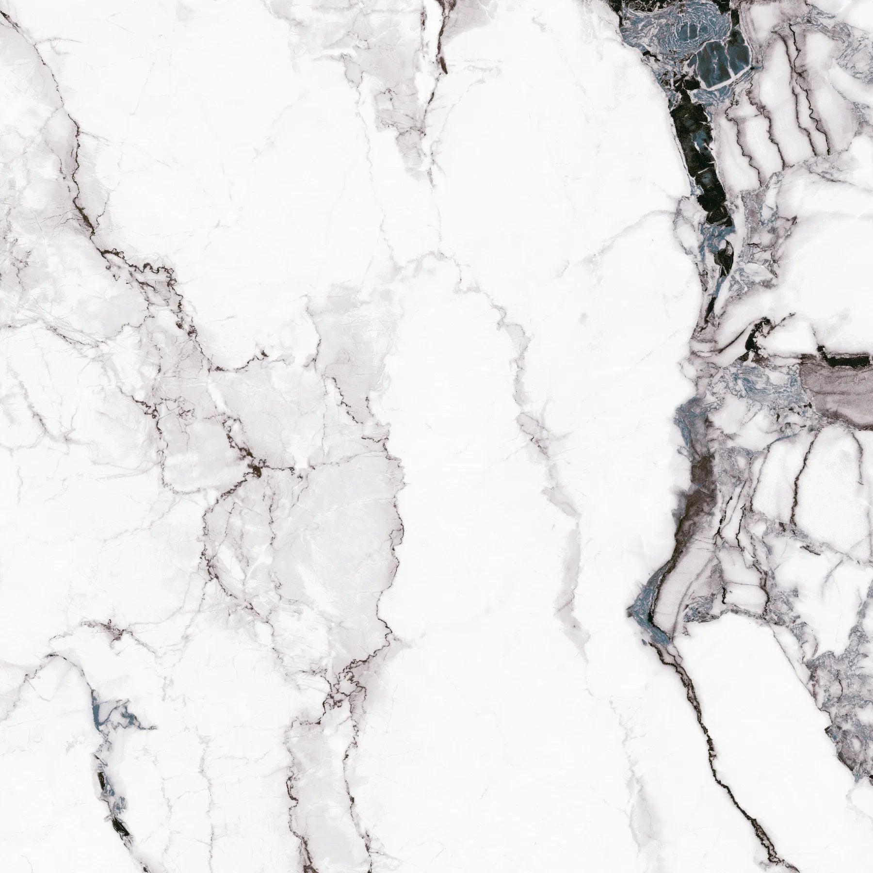White marble porcelain wall and floor tiles with green detailing and glossy surface.